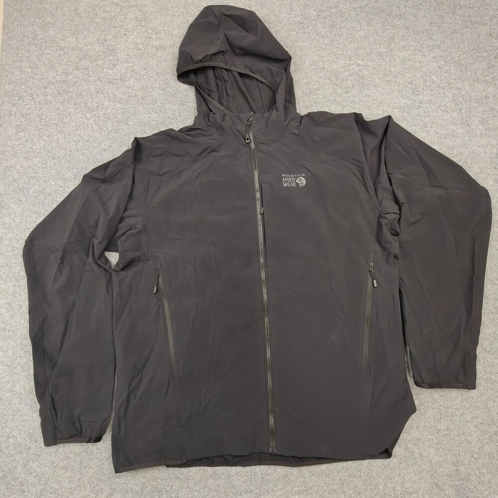 Mountain Hardwear Jacket Mens 2XL Black Softshell Windbreaker Lined Lightweight